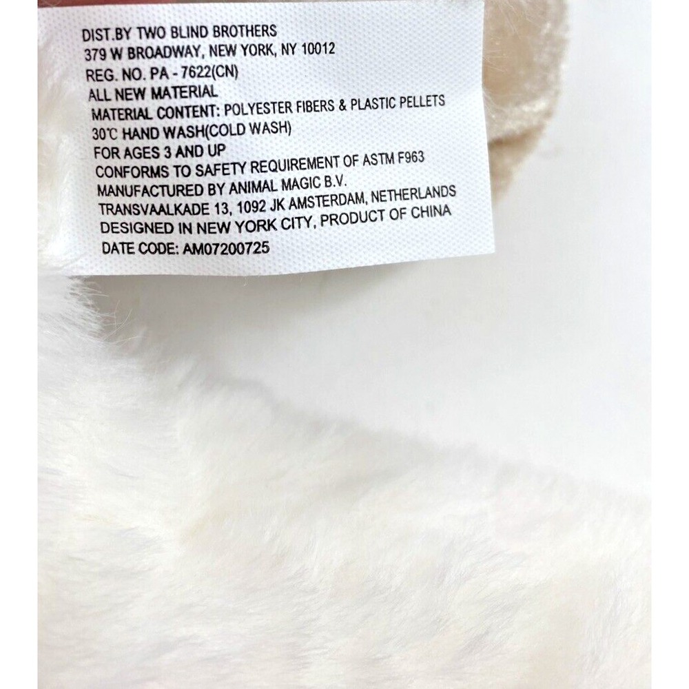 White Plush Super Soft Puppy NEW with TAGS Tactile Braille Inside Ear 16"x8"x6" - Picture 11 of 15